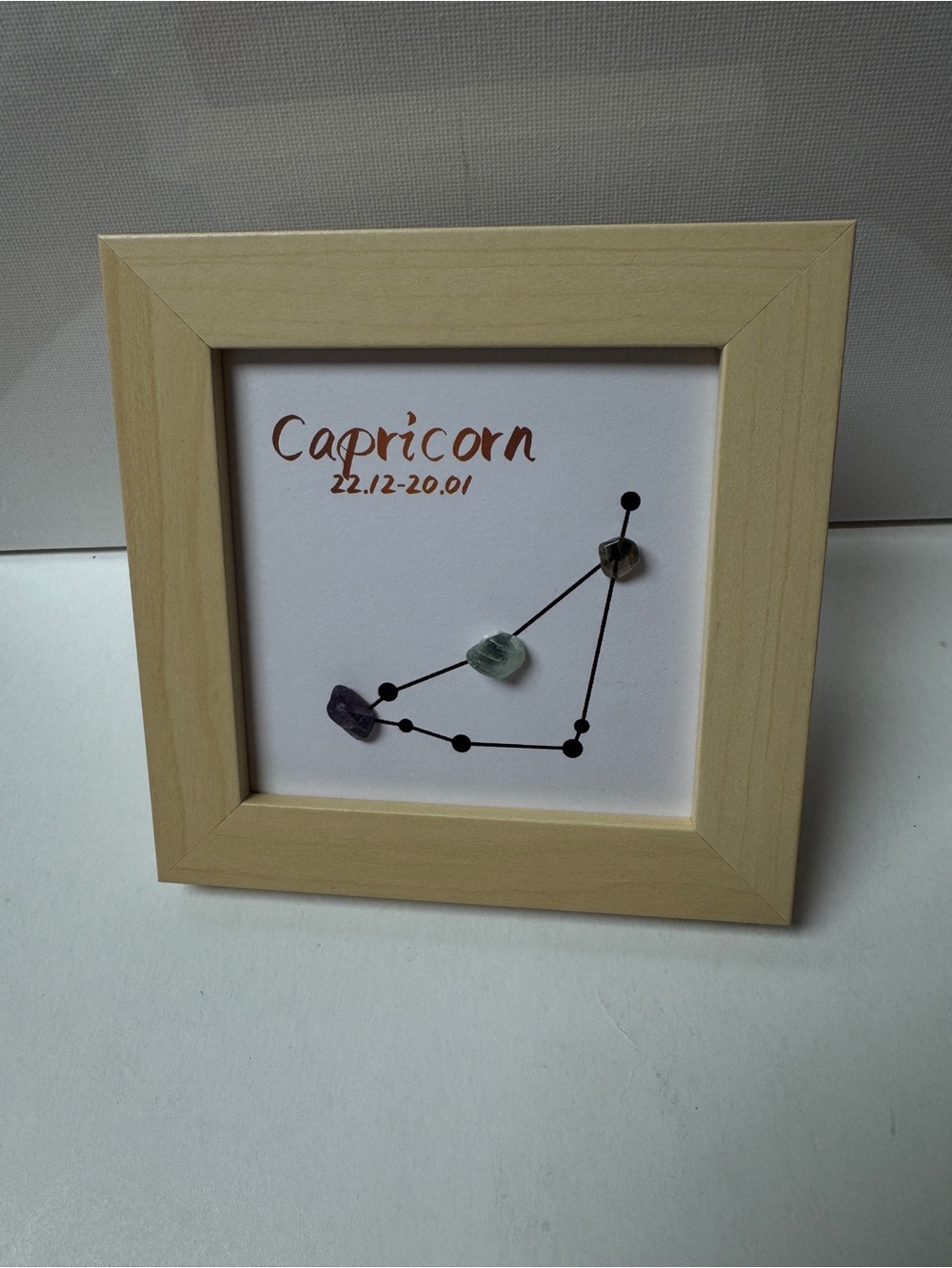 Capricorn Constellation Wall Art - Natural Wood Frame